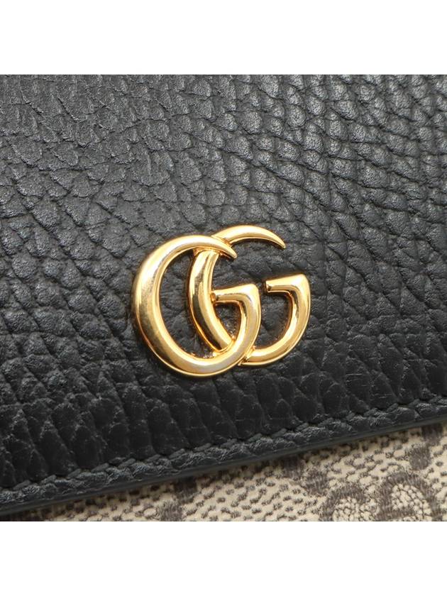 GG Supreme Canvas Black Leather Gold Plated Marmont Long Wallet 456116 - GUCCI - BALAAN 7