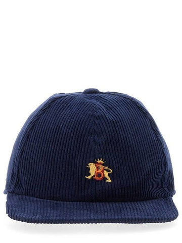 Embroided Logo Corduroy Ball Cap Navy - BARACUTA - BALAAN 1