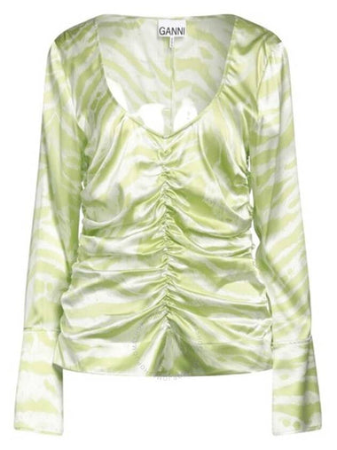 Ganni Ladies Margarita Silk Stretch Shirt, Brand Size 36 (US Size 2) - GANNI - BALAAN 1