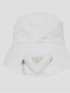 Triangle Logo Pouch Re-Nylon Bucket Hat White - PRADA - BALAAN 3