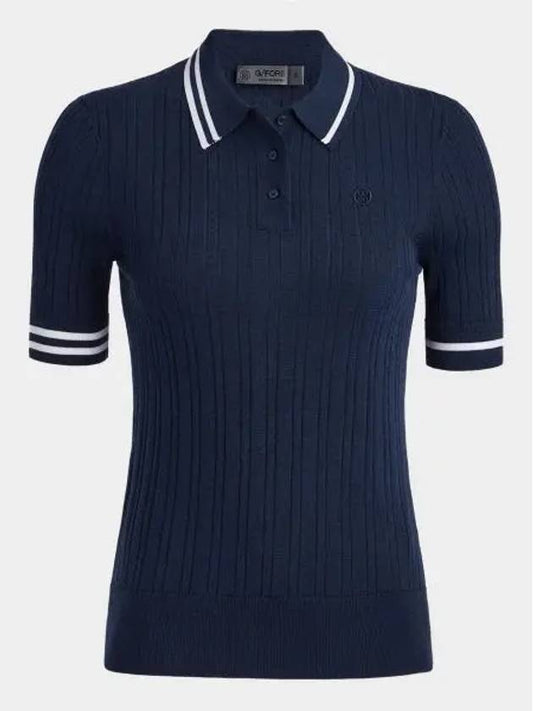 Women's Rib Cotton Short Sleeve Polo Shirt Navy - G/FORE - BALAAN 2