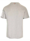 4-Bar Striped Cotton Short Sleeve T-Shirt Light Grey - THOM BROWNE - BALAAN 4