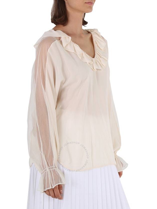 Stella McCartney Ladies Knit Tops Tops White Ruffle Top Cut Shld, Brand Size 40 (US Size 6) - STELLA MCCARTNEY - BALAAN 2