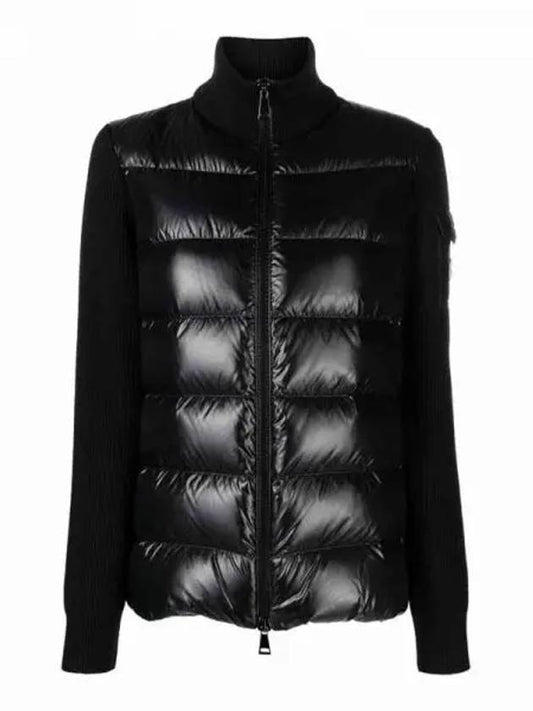 Pocket arm logo patch mock neck padding mix black glossy women s jacket 233535 - MONCLER - BALAAN 1