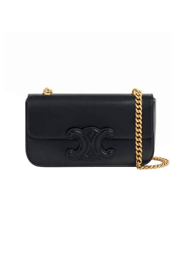 Triomphe Shiny Calfskin Chain Shoulder Bag Black - CELINE - BALAAN 1