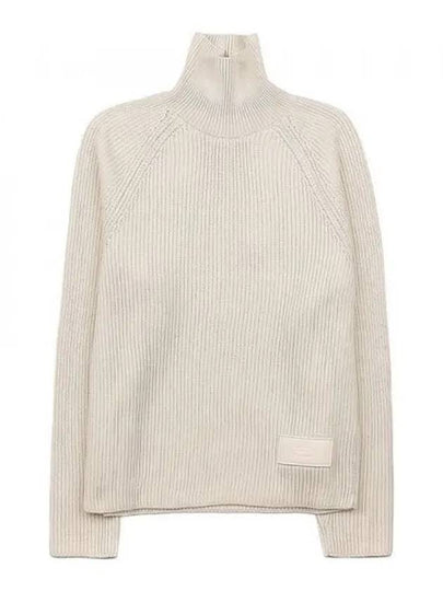 Logo Rib Turtleneck Ivory - AMI - BALAAN 2