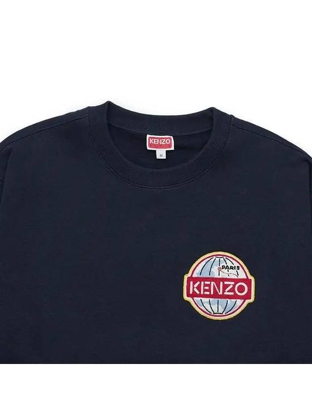 Men's Travel Logo Patch Cotton Sweatshirt Navy - KENZO - BALAAN 4