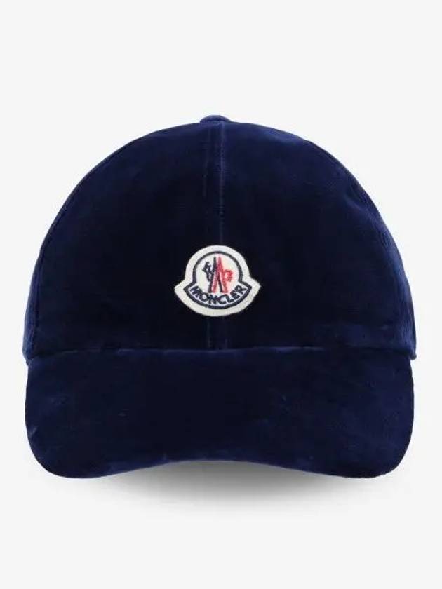 Logo Patch Velvet Ball Cap Dark Blue I20933B00025549SE76F - MONCLER - BALAAN 1