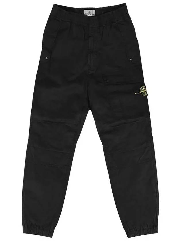 Logo Twill Cotton Cargo Track Pants Black - STONE ISLAND - BALAAN 2