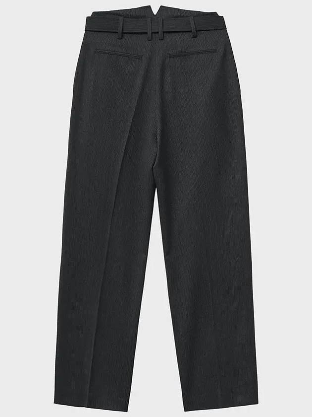 Belted Two-Chin Wide Slacks Grey - NOIRER FOR WOMEN - BALAAN 4