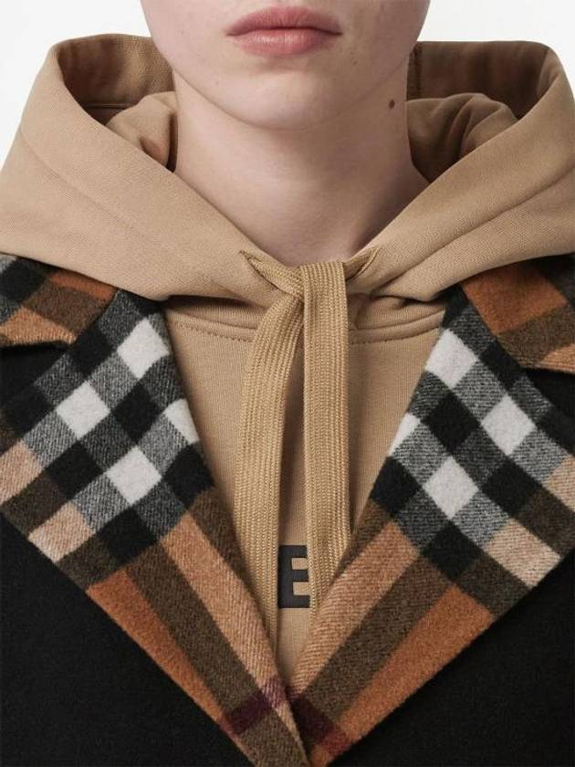 Reversible Check Wool Single Coat Black - BURBERRY - BALAAN 3