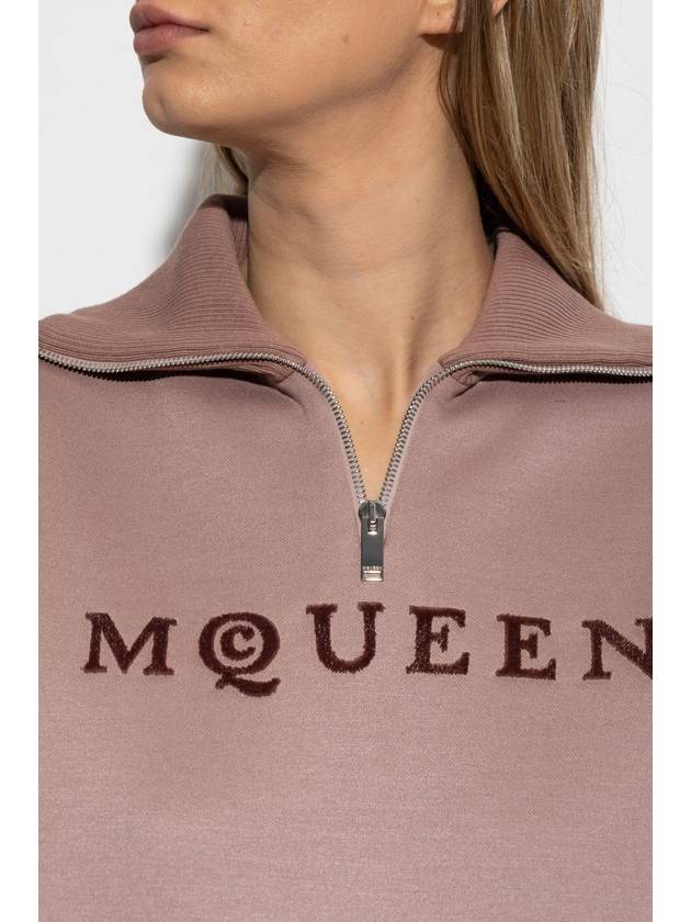 Alexander McQueen Sweatshirt With Collar, Women's, Pink - ALEXANDER MCQUEEN - BALAAN 5