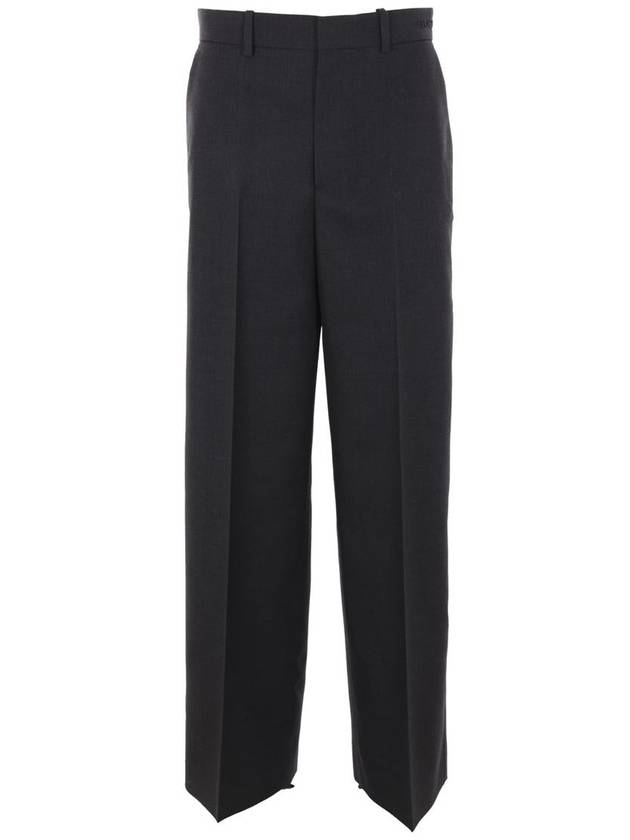 Wool Gabardine Wide Pants Dark Grey - GUCCI - BALAAN 5