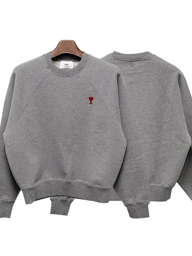 Heart Logo Organic Cotton Sweatshirt Grey - AMI - BALAAN 2