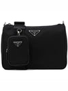 Triangle Logo Re-Nylon Saffiano Leather Shoulder Bag Black - PRADA - BALAAN 2