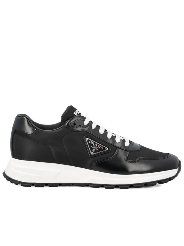 Prax 01 Re-Nylon Brushed Leather Low-Top Sneakers Black - PRADA - BALAAN 2