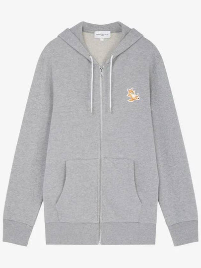 Chillax Fox Patch Hooded Zip Up Grey Melange - MAISON KITSUNE - BALAAN 2