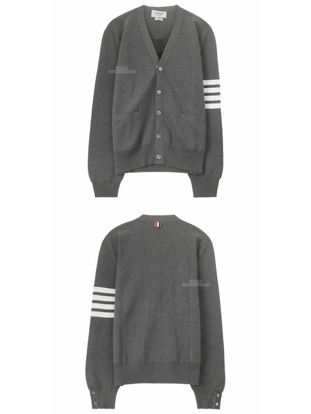 Milano Stitch 4-Bar Cardigan Medium Grey - THOM BROWNE - BALAAN 6