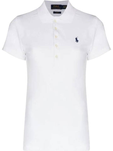 Women's Julie Logo Embroidered Short Sleeve Polo Shirt White - POLO RALPH LAUREN - BALAAN 1