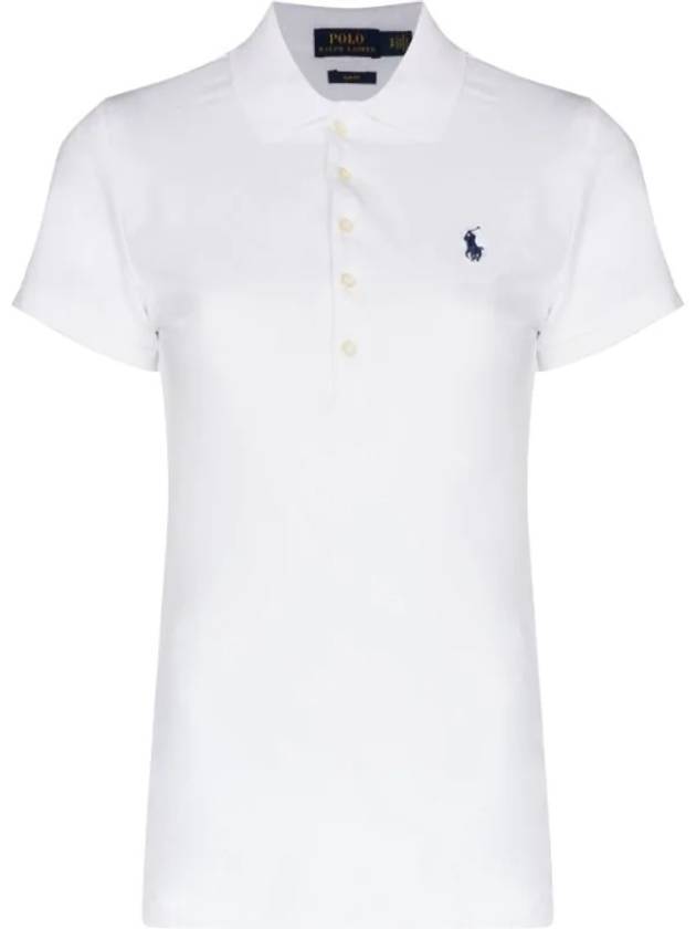 Women's Julie Embroidered Logo Short Sleeve Polo Shirt White - POLO RALPH LAUREN - BALAAN 1