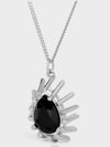 Les Pierres Black Strass Rhodium Finish Necklace Silver - CELINE - BALAAN 3