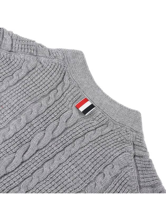 Cable Knitwear Virgin Wool Cardigan Grey - THOM BROWNE - BALAAN 5