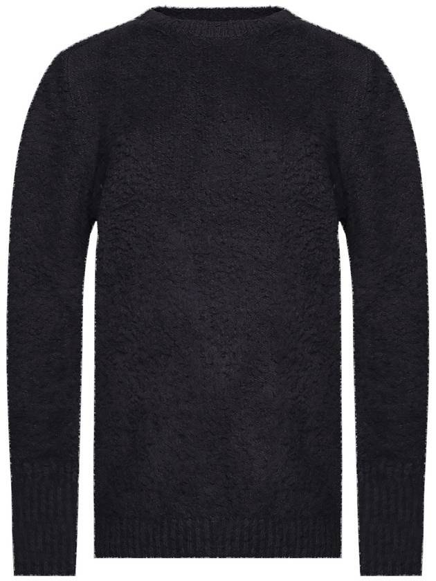 back stitch textured detail knit top black - MAISON MARGIELA - BALAAN.