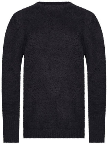 back stitch textured detail knit top black - MAISON MARGIELA - BALAAN.