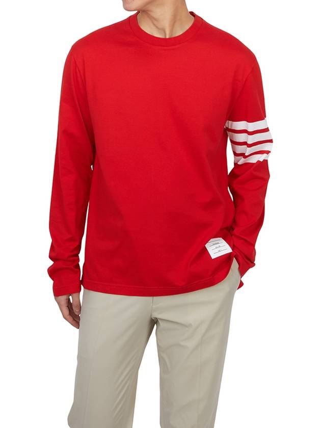 Jersey 4-Bar Long Sleeve T-Shirt Red - THOM BROWNE - BALAAN 5