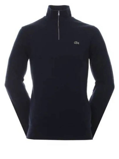 Logo Half Zip Up Cotton Sweatshirt Navy - LACOSTE - BALAAN 2