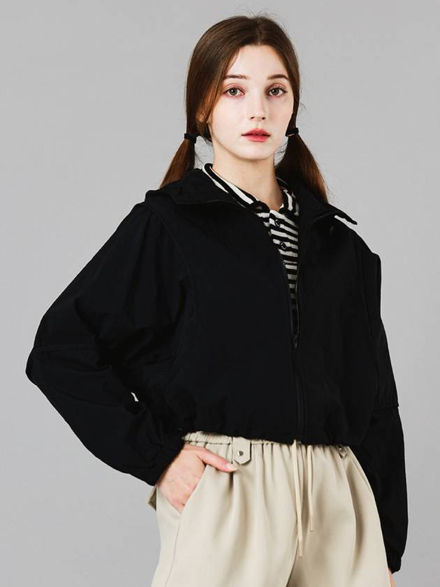 Hooded Anorak Crop String Black Windbreaker Jumper DO2232WB01 - DOYOUKNOWMC GOLF WEAR - BALAAN 3