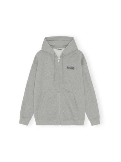 Logo Zip-Up Hoodie Grey - GANNI - BALAAN 2