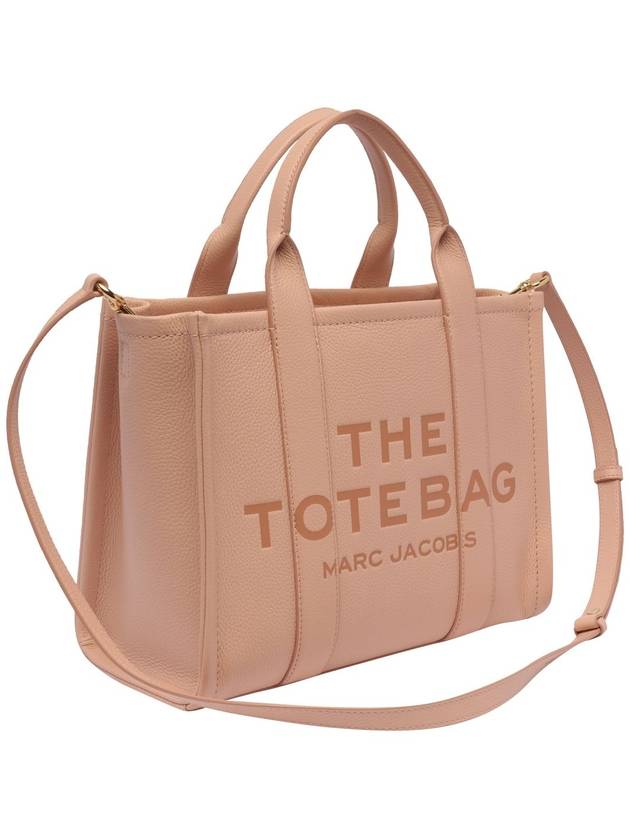 Logo Medium Leather Tote Bag Pink Rose - MARC JACOBS - BALAAN 14