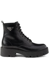 Logo embellished leather combat boots 2TG242FG000B4L - PRADA - BALAAN 1