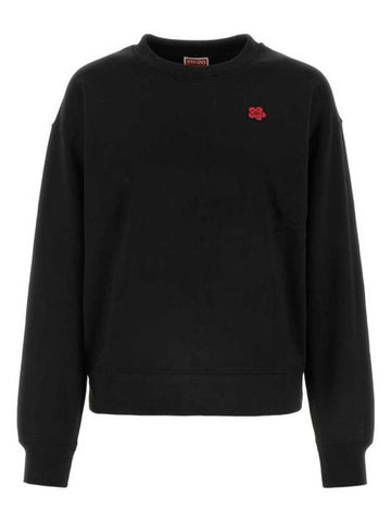 Boke Flower Embroidery Crew Neck Sweatshirt Black - KENZO - BALAAN 1