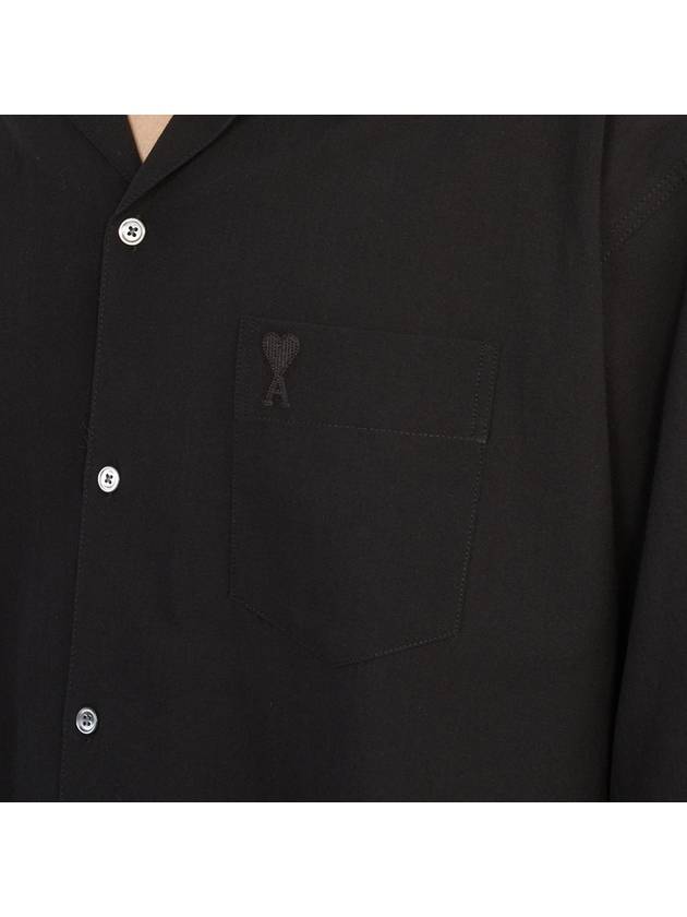 Logo Cotton Short Sleeve Shirt Black - AMI - BALAAN 7