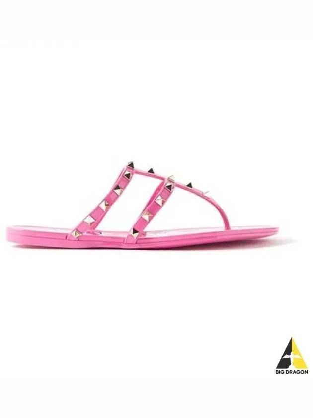 Women s Rockstud Flip Flop Sandals Pink 2W2S0T84 PUW - VALENTINO - BALAAN 1