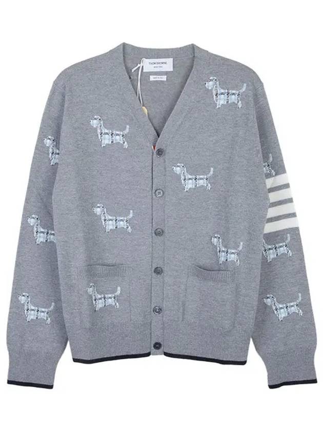 Hector Motif 4 Bar Cardigan Grey - THOM BROWNE - BALAAN 2