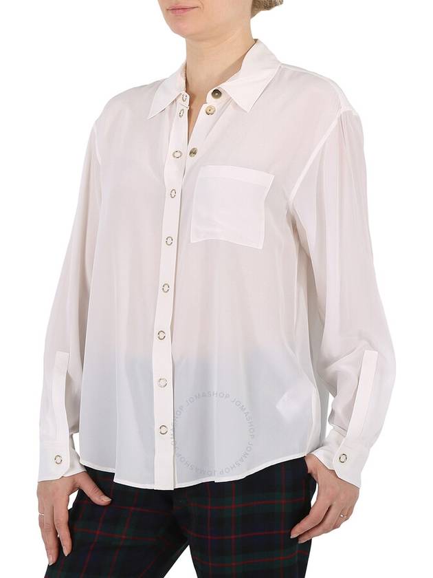 Burberry Ladies Marika Optic White Press Studded Silk Crepe De Chine Shirt, Brand Size 10  US Size 8) - BURBERRY - BALAAN 2