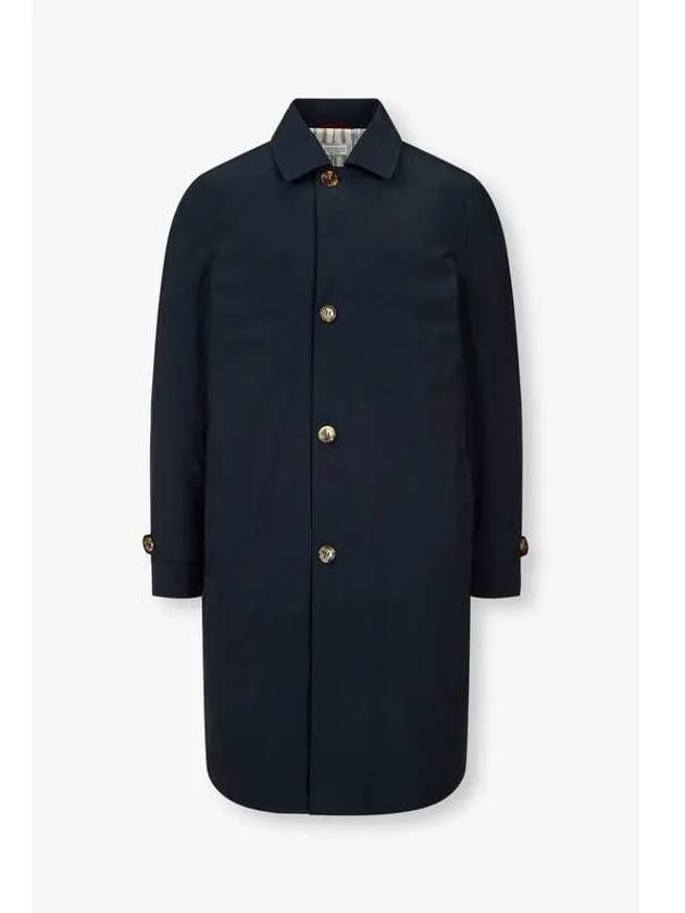 Men s Soft Button Up Mac Coat Navy - BRUNELLO CUCINELLI - BALAAN 1