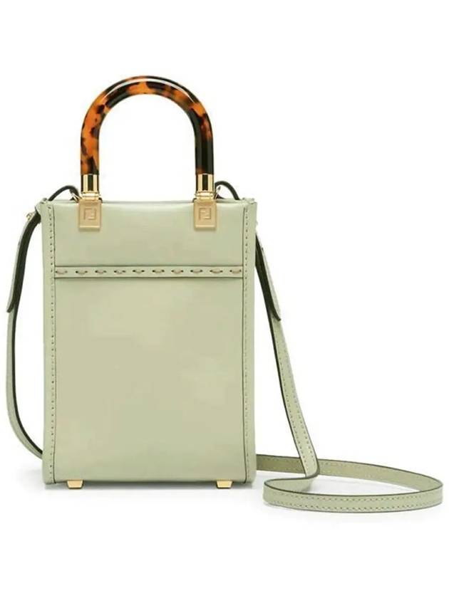 Sunshine Shopper Small Leather Tote Bag Light Green - FENDI - BALAAN 4