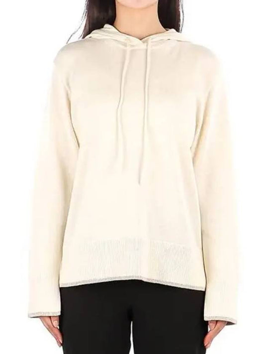 Women's Relaxed Cashmere Cotton Hoodie Beige - THEORY - BALAAN 2