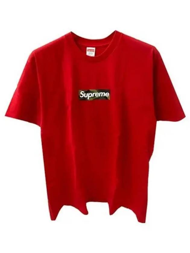 Box logo round short sleeve t shirt red men s 270575 - SUPREME - BALAAN 1