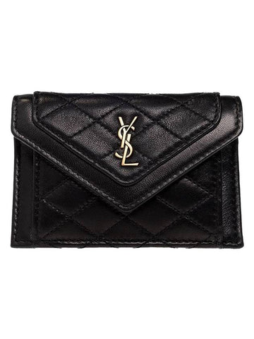 Gabi Quilted Card Wallet Black - SAINT LAURENT - BALAAN 1