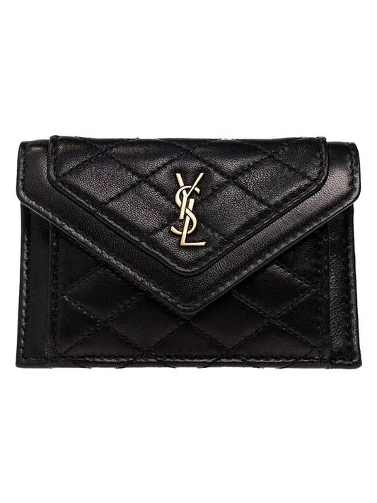 Gabi Quilted Card Wallet Black - SAINT LAURENT - BALAAN 1