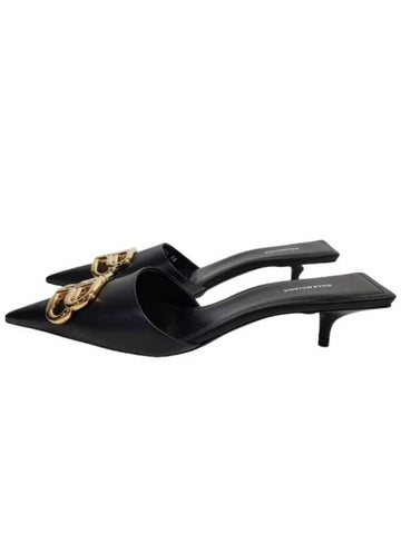 Gold BB Logo Mule Heel Black - BALENCIAGA - BALAAN 1