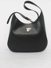 Triangle Logo Leather Shoulder Bag Black - PRADA - BALAAN 4