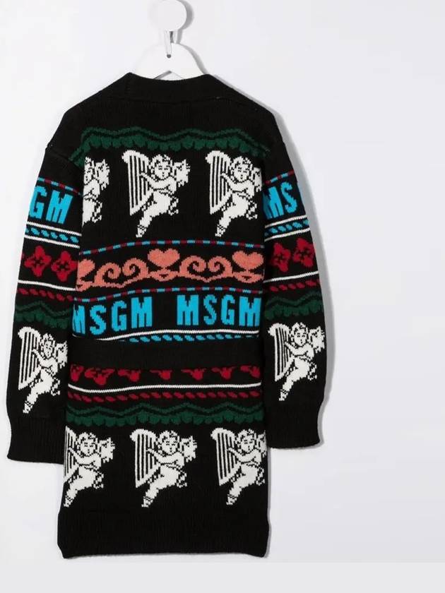 Kids Tie Knit Cardigan Black MS027747 200 - MSGM - BALAAN 3