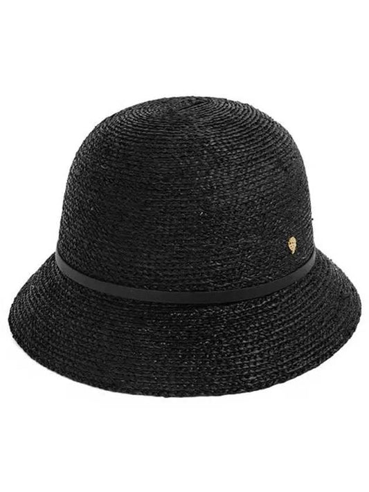 Hat HAT50172 CABK Besa 6 Charcoal Black Leather Trim Cloche Women's Bucket Hat - HELEN KAMINSKI - BALAAN 1