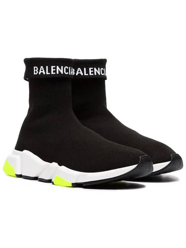 Speed ​​Cuffed Logo High Top Sneakers Neon Yellow Black - BALENCIAGA - BALAAN 2